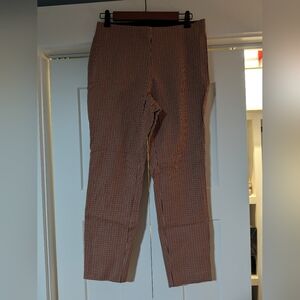 Women's Skinny Ankle Pants - A New Day Brown Plaid Side Zipper Elastic Waist